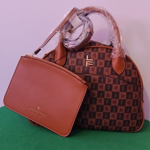 Brown London Fog Bowler Satchel - Picture 4 of 11